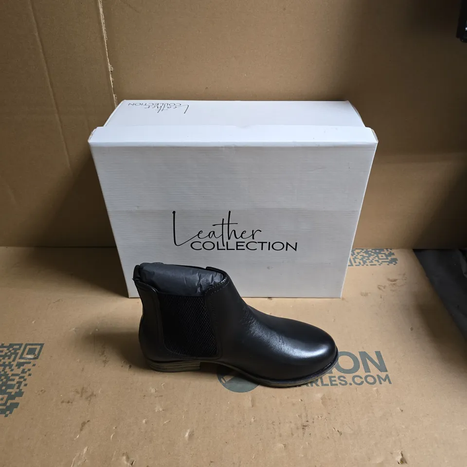 LEATHER COLLECTION BLACK LEATHER CHELSEA BOOT - UK SIZE 3