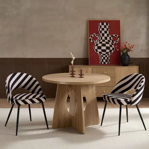 BOXED DUSK LOLA SET OF 2 DINING CHAIRS - MONO STRIPE (1 BOX)