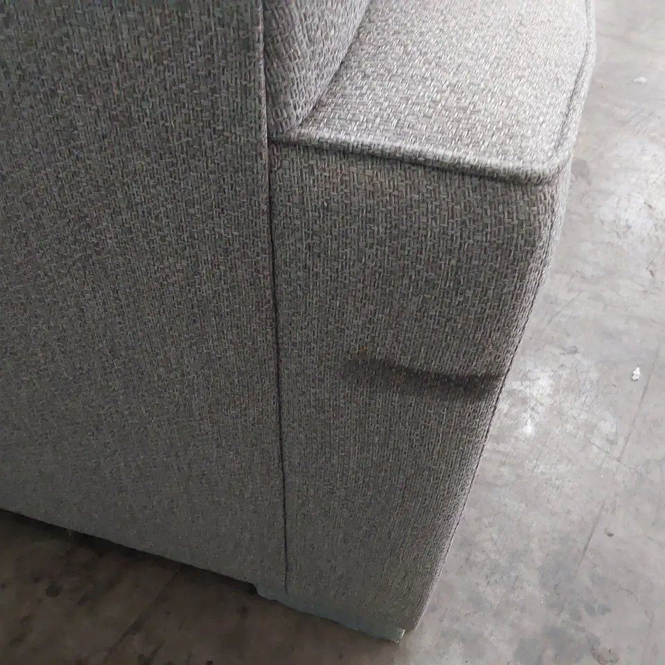 QUALITY BRITISH MADE LOUNGE Co THREE SEATER SOFA WITH BOLSTER CUSHIONS GREY FABRIC 