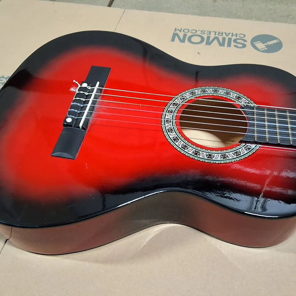 GEAR4MUSIC RED TO BLACK SUNBURST CLASSICAL GUITAR – NYLON STRINGS
