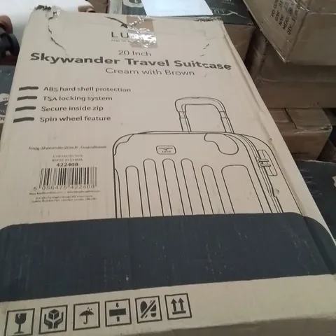 BOXED LUGG 20INCH SKYWANDER TRAVEL SUITCASE CREAM WITH BROWN 