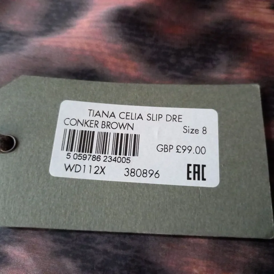 ALL SAINTS TIANA CELIA SLIP DRESS IN CONKER BROWN - 8