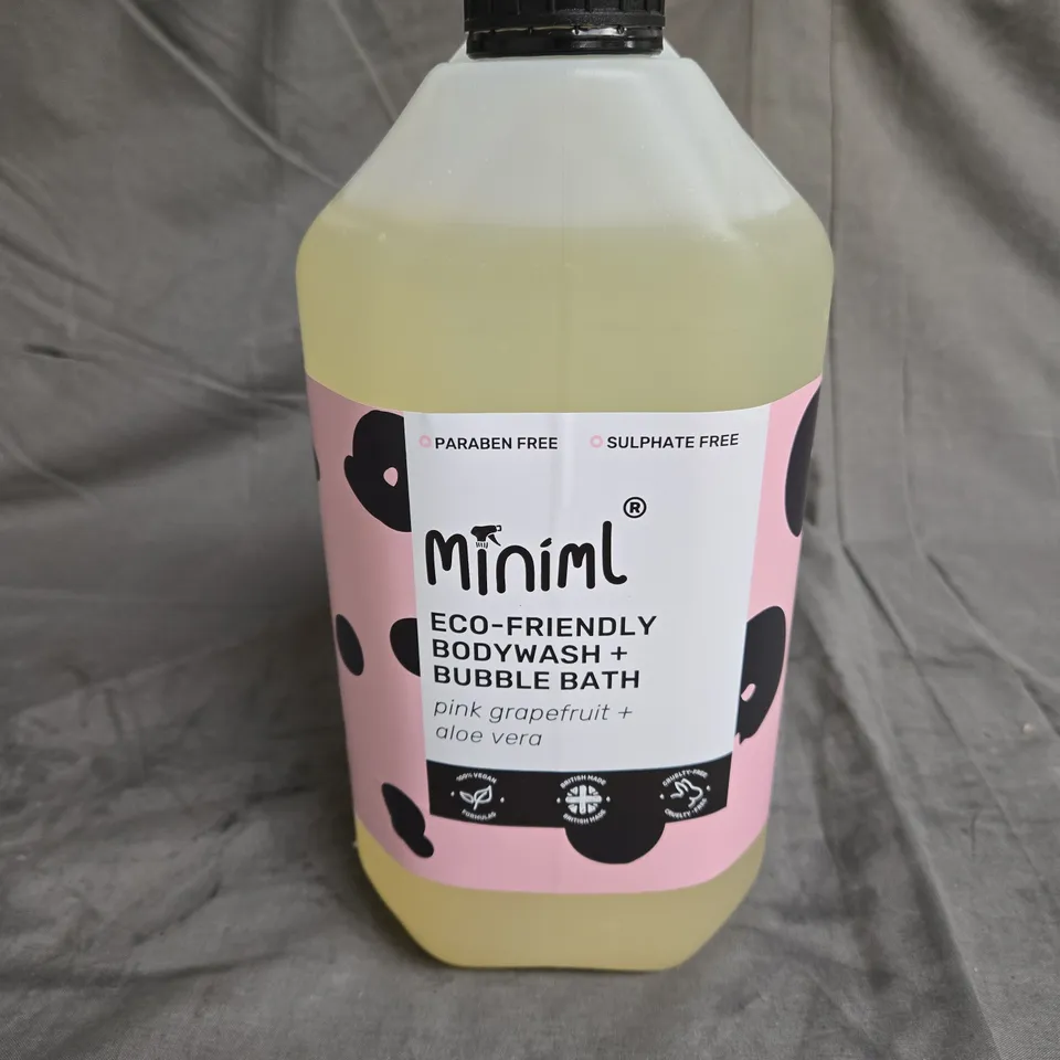 MNIMAL ECO-FRIENDLY BODYWASH + BUBBLE BATH PINK GRAPEFRUIT & ALOE VERA 5L - COLLECTION ONLY