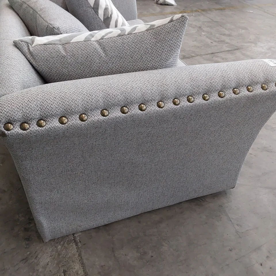 DESIGNER TWO SEATER SOFA WITH SCATTER CUSHIONS & STUDDED DETAIL 
