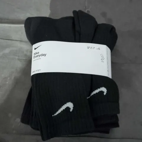 NIKE EVERYDAY CREW SOCKS, BLACK, 6-PACK, UK 8-11 (EU 42-46)