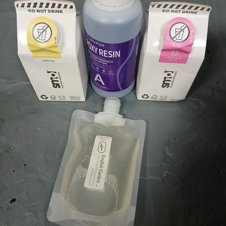 APPROXIMATELY 10 HOUSEHOLD ITEMS TO INCLUDE WASHING UP LIQUID, EPOXY RESIN, FABRIC CONDITIONER ETC