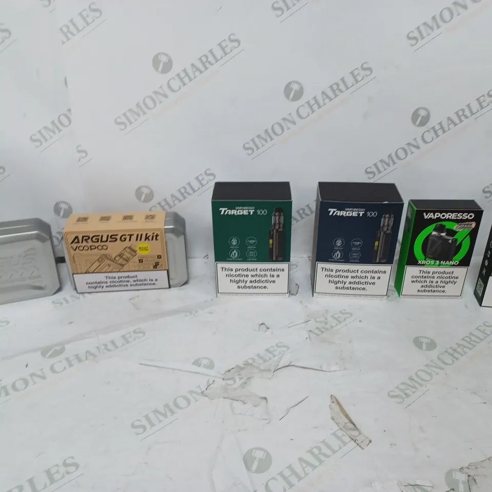 LOT OF APPROXIMATELY 10 BOXED E-CIGARETTES TO INCLUDE ASPIRE FLEXUS STIK, VAPORESSO GTX ONE, AND VOOPOO VINCI 3 ETC. 