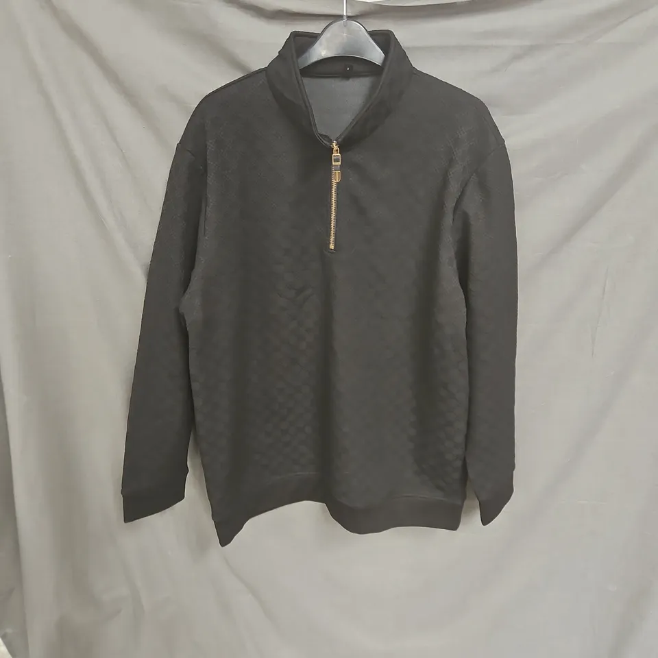 BLACK QUILTED ZIP-NECK PULLOVER 4XL – MEN'S CLOTHING