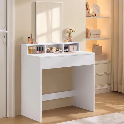 BOXED VASAGLE KAILYN COLLECTION - DRESSING TABLE, VANITY TABLE WITH RECTANGULAR MIRROR
