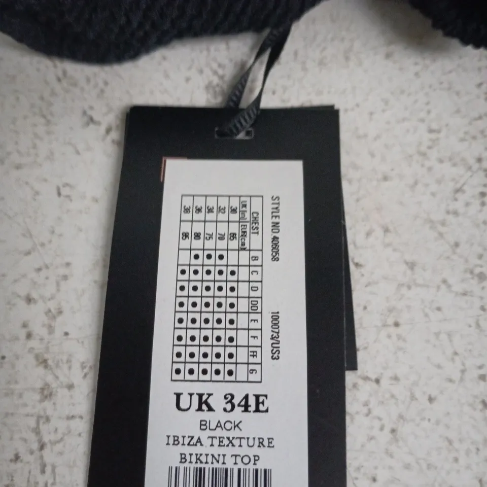 BOUX AVENUE BLACK IBIZA TEXTURE BIKINI TOP – UK 34E