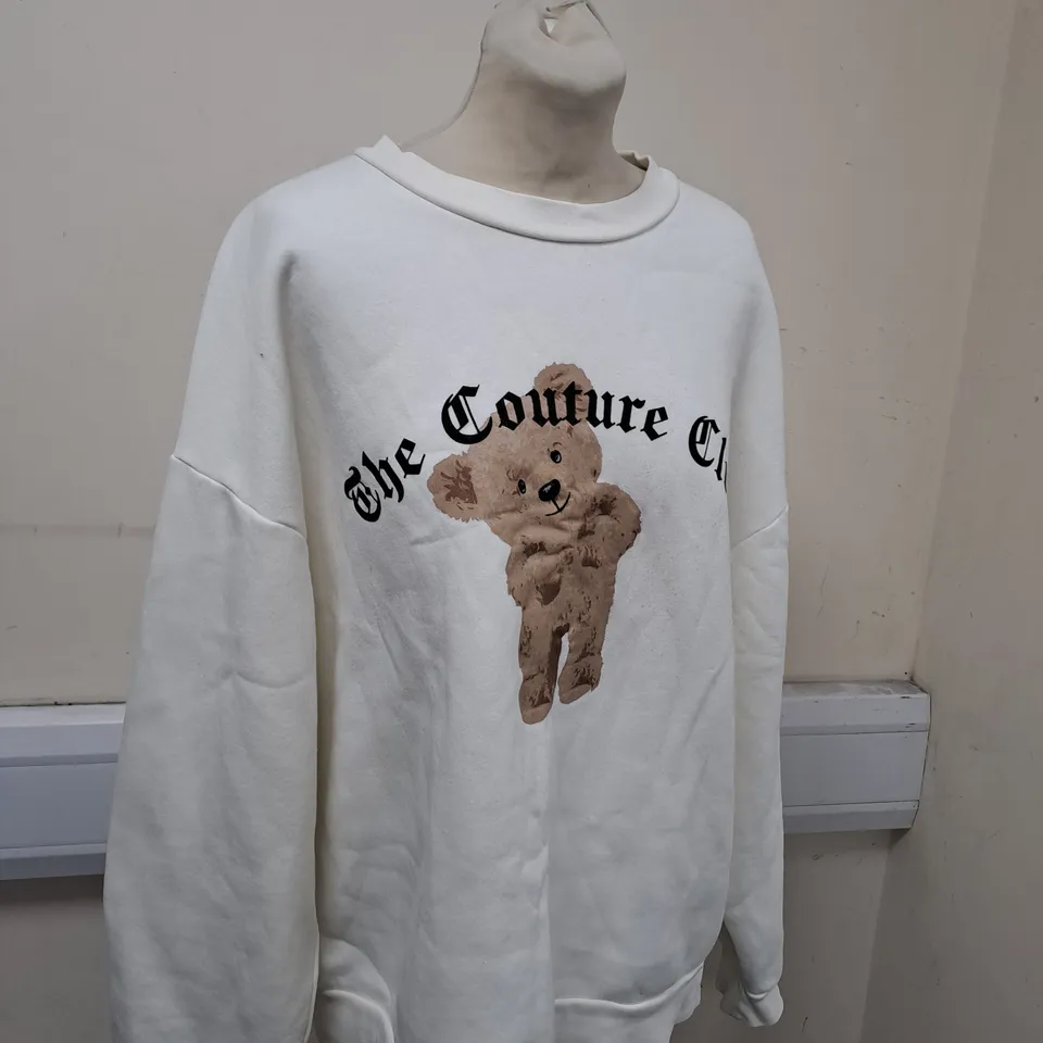 THE COUTURE CLUB WHITE SWEATSHIRT SIZE L 
