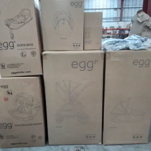 BOXED EGG3 LUXURY PRAM BUNDLE WITH EGG SHELL CAR SEAT IN GLACIER - 5 BOXES