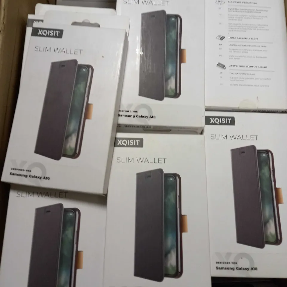 BOX OF APPROXIMATELY 90 BRAND NEW XQISIT SAMSUNG GALAXY A10 SLIM WALLET CASES 