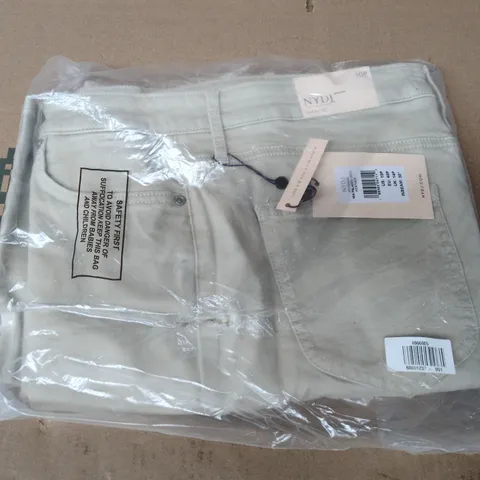 BAGGED NYDJ MIA PALAZZO JEANS IN BEIGE - UK 14P