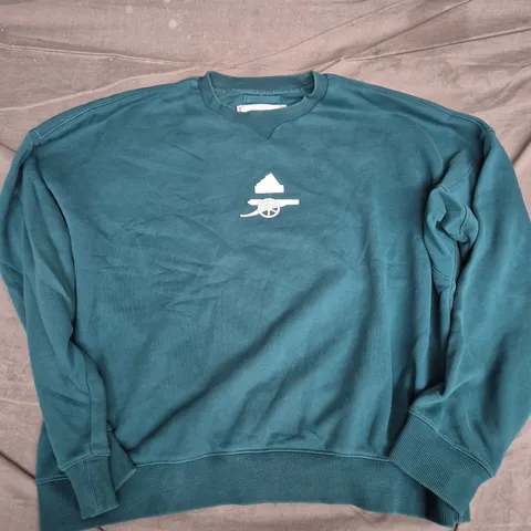 ADIDAS ARSENAL TEAL CREWNECK SWEATSHIRT β CHEST LOGO, UK L (US L)
