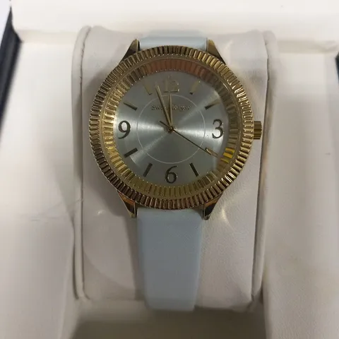 BOXED SWAN & EDGAR BLUE STRAP GOLD CASING WRIST WATCH