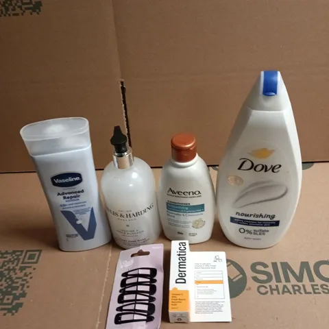 APPROXIMATEY 20 ASSORTED HEALTH AND BEAUTY PRODUCTS TO INCLUDE - DOVE NOURISHING BODY WASH - VASELINE ADVANCED REPAIR BODY LOTION AND AVEENO CONDITIONER