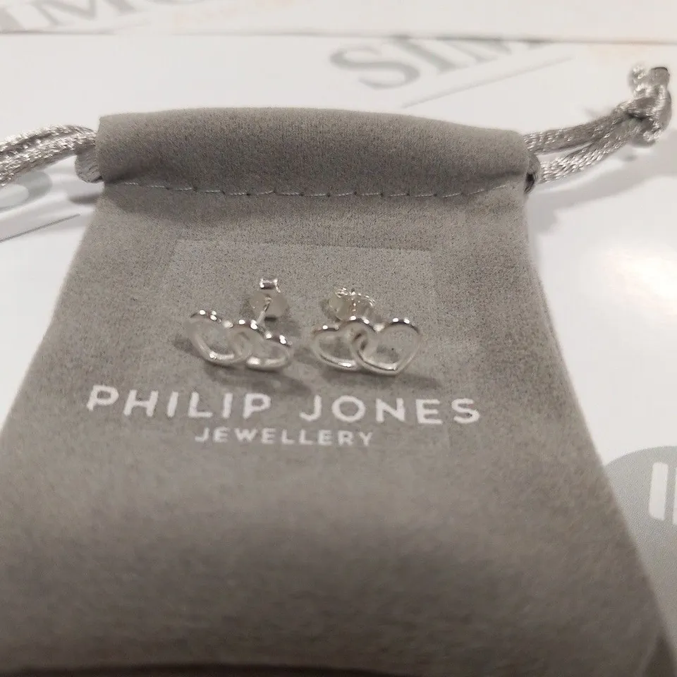 PHILIP JONES STERLING SILVER HEART LINK EARRINGS