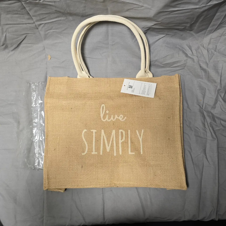 APROXIMATELY 10 PCS OCEAN HOME TEXTILE HESSIAN TOTE BAG WITH LIVE SIMPLY PRINT
