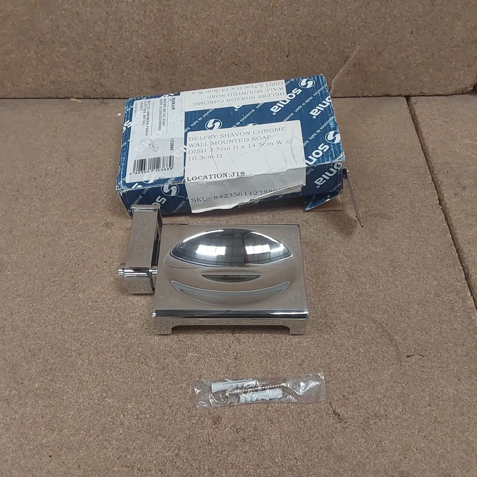 BOXED BELFRY SHARON CHROME WALL MOUNTED SOAP DISH 