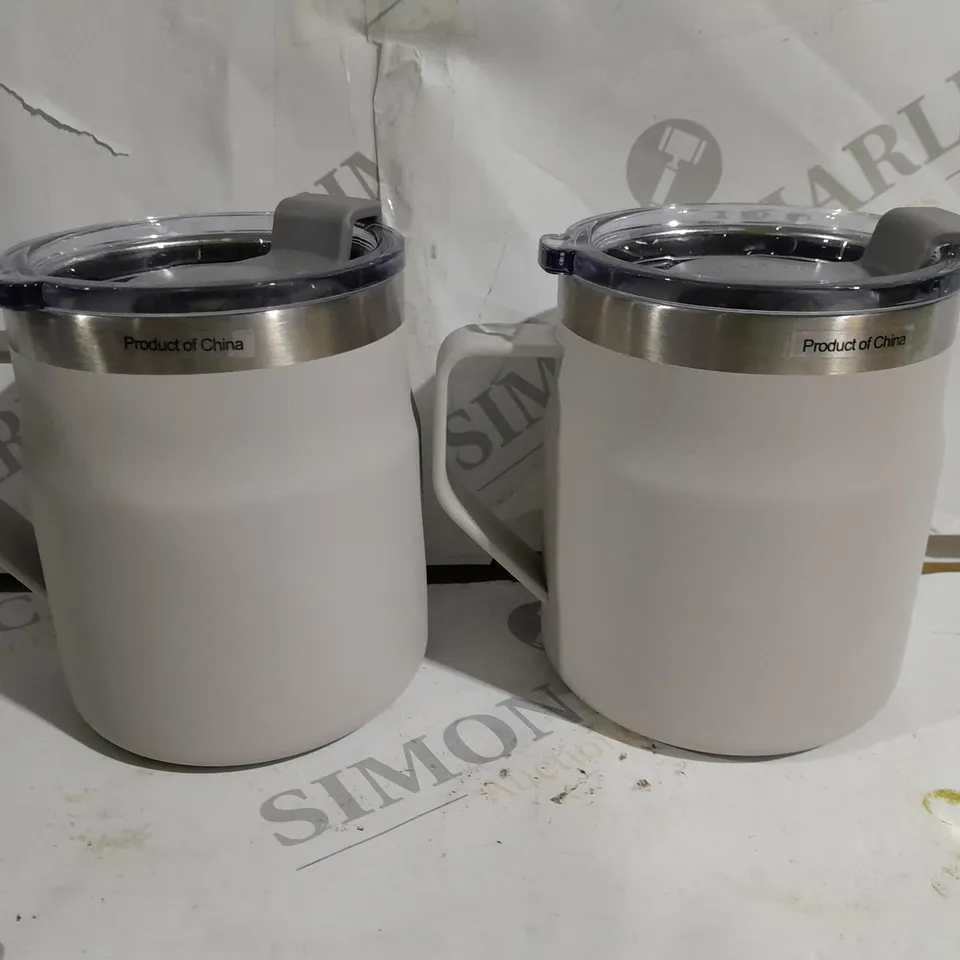 BOXED LOCK & LOCK SET OF INSULATED STAINLESS STEEL MUGS - OFF WHITE