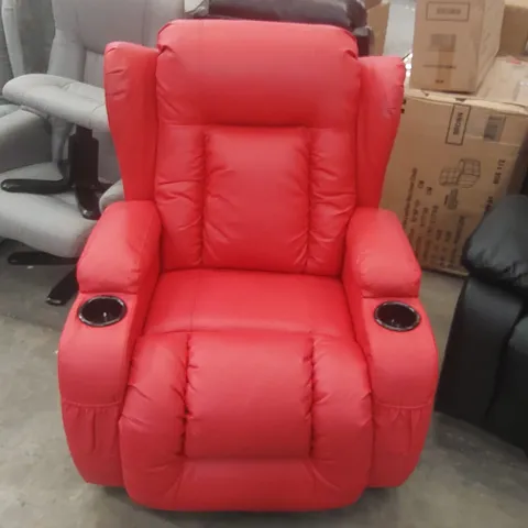 QUALITY DESIGNER FAUX LEATHER MANUAL RECLINING ROCKER ARMCHAIR 