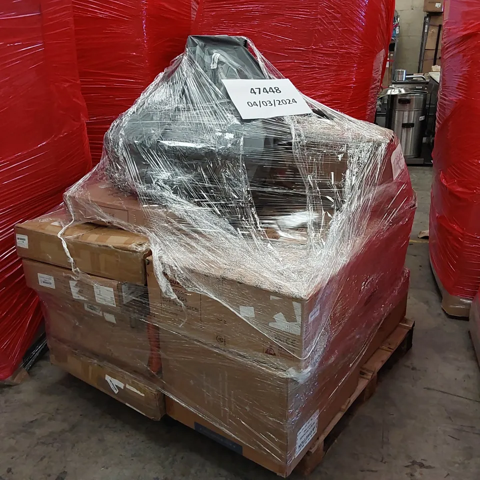 PALLET OF ASSORTED ITEMS INCLUDING: CHAIRS, ELECTRIC FIREPLACE, 