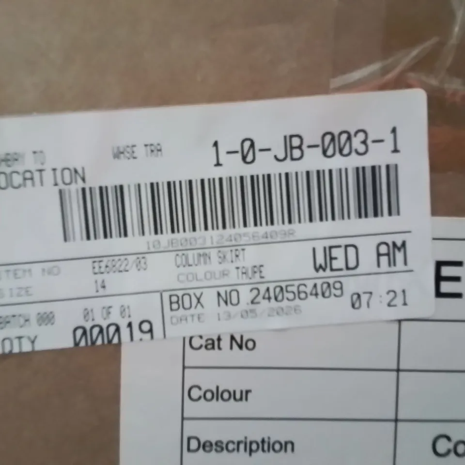 BOXED BRAND NEW APPROXIMATELY 19 JD WILLIAMS COLUMN SKIRT TAUPE SIZE 14