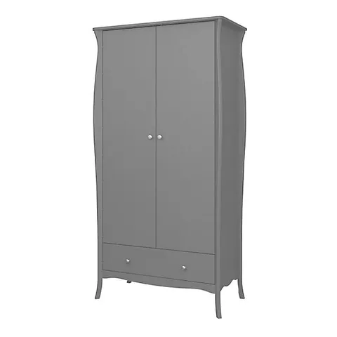 BOXED LAUTNER CONTEMPORARY SATIN GREY MDF & PINE 1 DRAWER DOUBLE WARDROBE (H)1920mm (W)965mm (D)450mm (2 BOXES)