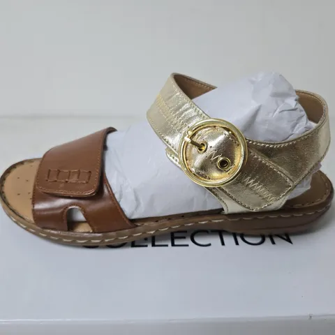 BOXED LEATHER COLLECTION NATASHA SANDALS, GOLD - SIZE 7