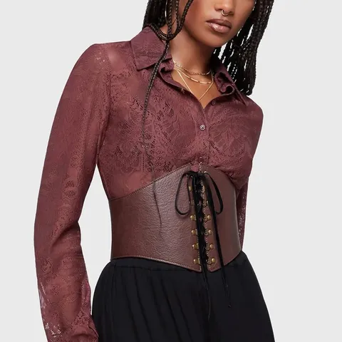 KILLSTAR LILITH'S GARDEN SHIRT BROWN WOMEN'S 4XL