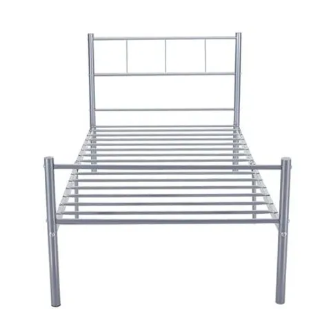 BOXED 3FT SINGLE METAL BED FRAME - SILVER (1 BOX)