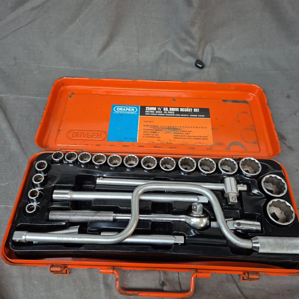 DRAPER 25MM 1/2" DRIVE SOCKET SET – 25 PIECE