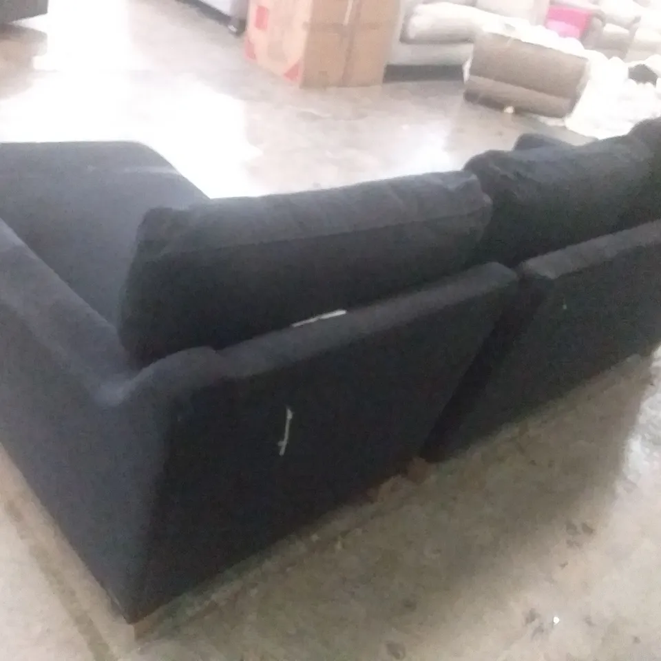 DESIGNER LOUNGE CO BLACK FABRIC 3 SEATER SOFA WITH CHAISE RHF END 
