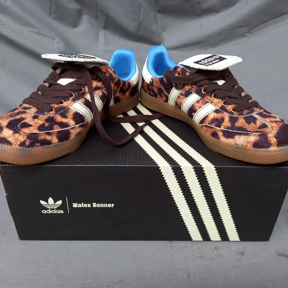BOXED PAIR OF ADIDAS WALES BONNER SAMBA SHOES IN ANIMAL PRINT UK SIZE 6