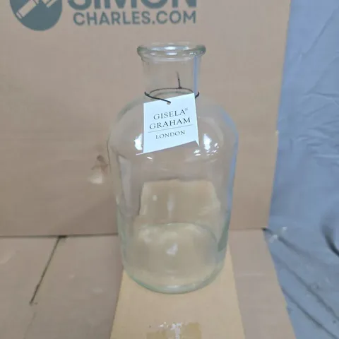 GISELA GRAHAM - LARGE CLEAR GLASS BOTTLE VASE - BOX OF APPROXIMATELY 12PCS 