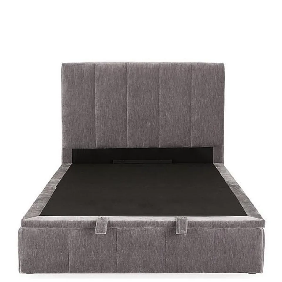 BOXED REMY END LIFT UP STORAGE OTTOMAN DOUBLE SIZE BED - GREY (6 BOXES)