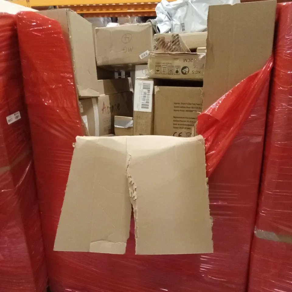 PALLET OF ASSORTED HOUSEHOLD GOODS AND PRODUCTS TO INCLUDE; WALL CLOCK, FOOT MASSAGER, KIDS GAME ETC