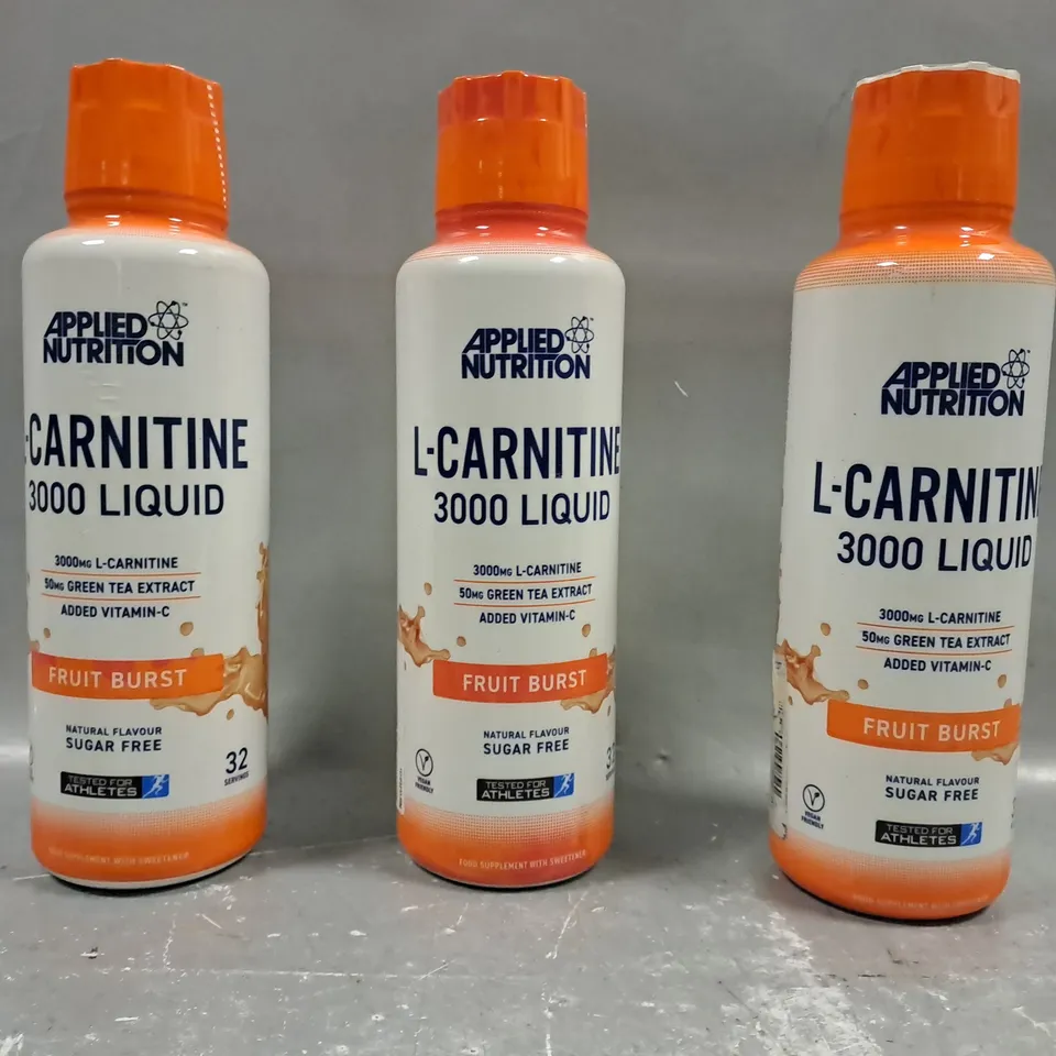 TOTE OF APPROXIMATELY 8 APPLIED NUTRITION L-CARNITINE 3000 LIQUID BOTTLES