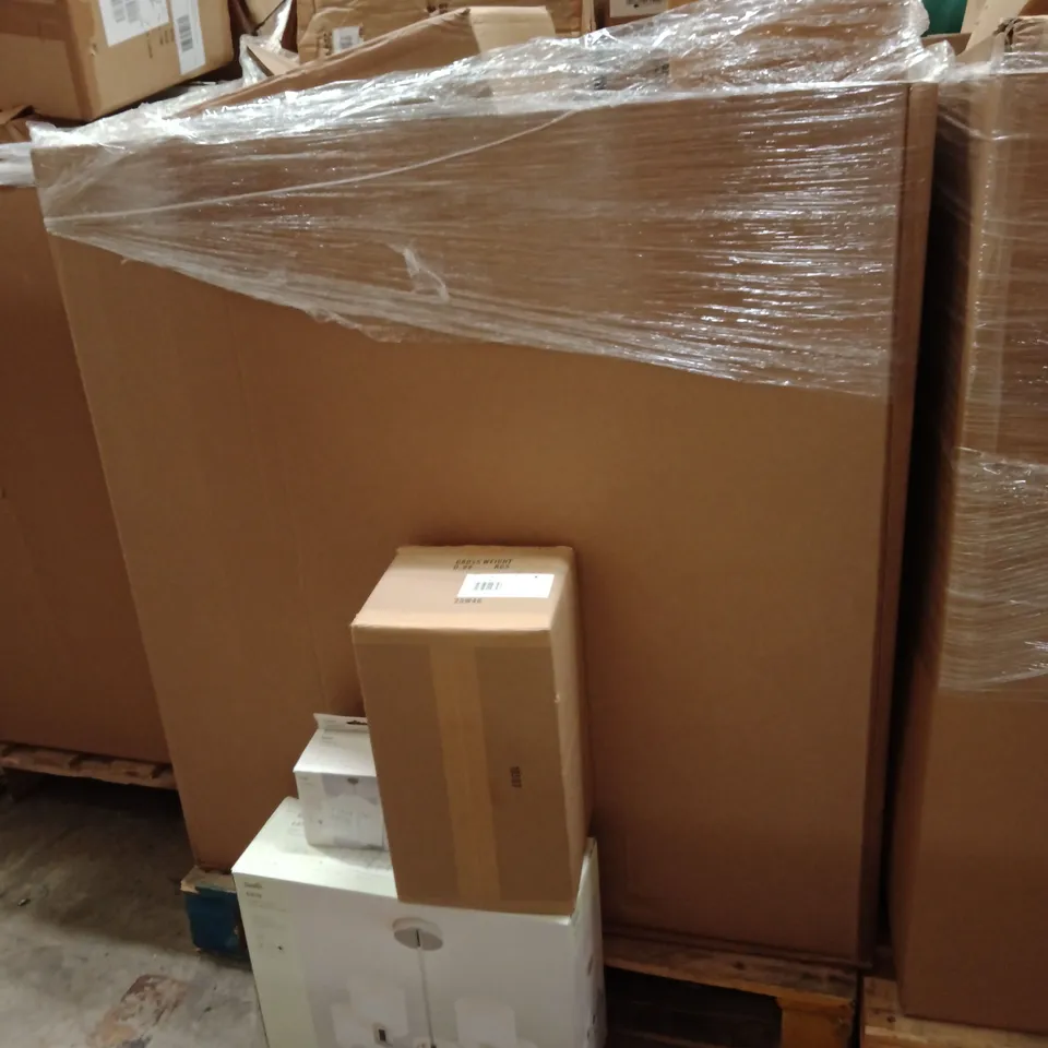PALLET OF ASSORTED DESIGNER LIGHTING PRODUCTS TO INCLUDE;ERIN SEMI FLUSH CEILING FITTING,BRIGHT NICKEL WALL LIGHT,CHARLIE FLEX CEILING FITTING