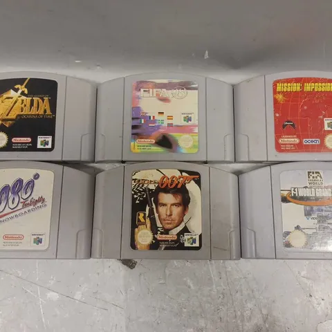 6 ASSORTED NINTENDO 64 GAME PAKS TO INCLUDE 007 GOLDEN EYE, MISSION: IMPOSSIBLE, FIFA 98, ETC 