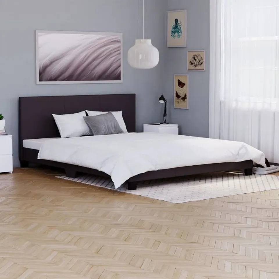 BOXED SCIPIO UPHOLSTERED FAUX LEATHER BED