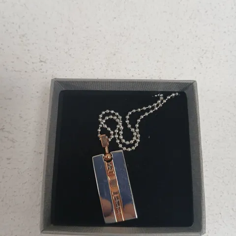 FIRETTI RECTANGULAR PENDANT NECKLACE ON BALL CHAIN – 