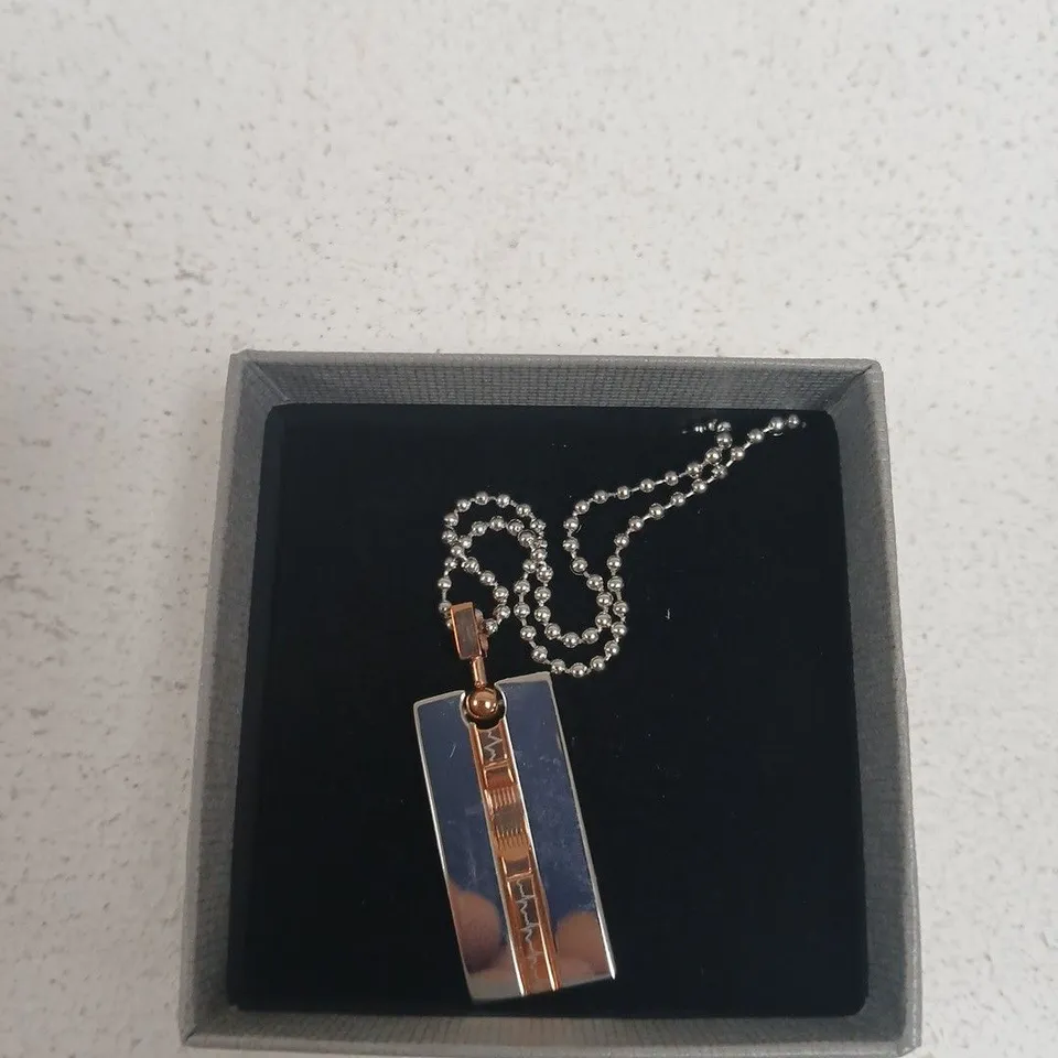 FIRETTI RECTANGULAR PENDANT NECKLACE ON BALL CHAIN –
