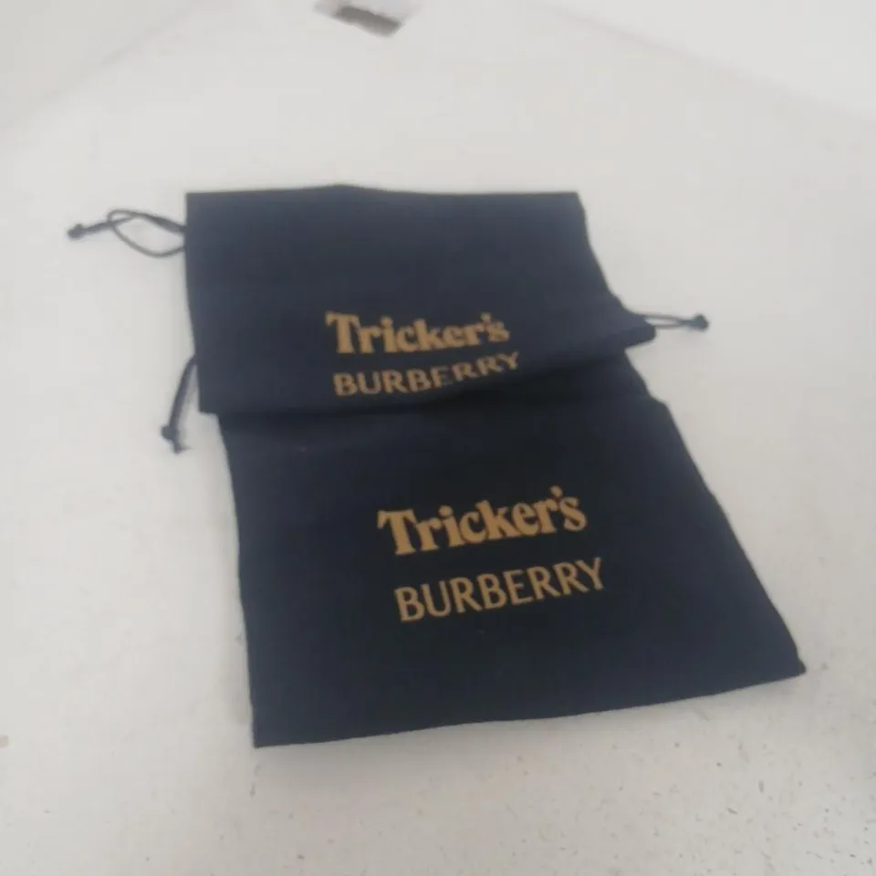 TRICKER'S X BURBERRY DERBY BROGUES – BLACK LEATHER, RUBBER SOLE, UK 4, BOXED