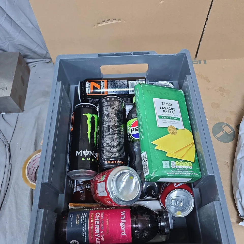TOTE OF APPROXIMATELY 12 ASSORTED FOOD AND DRINK ITEMS TO INCLUDE: WE ARE COFFEE CO WHOLE BEAN COFFEE