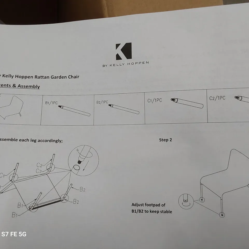 BOXED DESIGNER KELLY HOPPEN RATTAN GARDEN CHAIR GREY