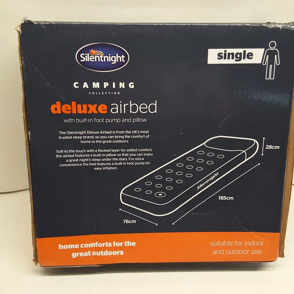 SILENTNIGHT DELUXE AIRBED – SINGLE, 185 X 76 X 28 CM, BOXED