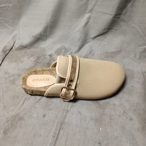 COACH WOMEN’S BEIGE SLIP-ON MULES WITH MONOGRAM STRAP – UK 7 (EU 40)