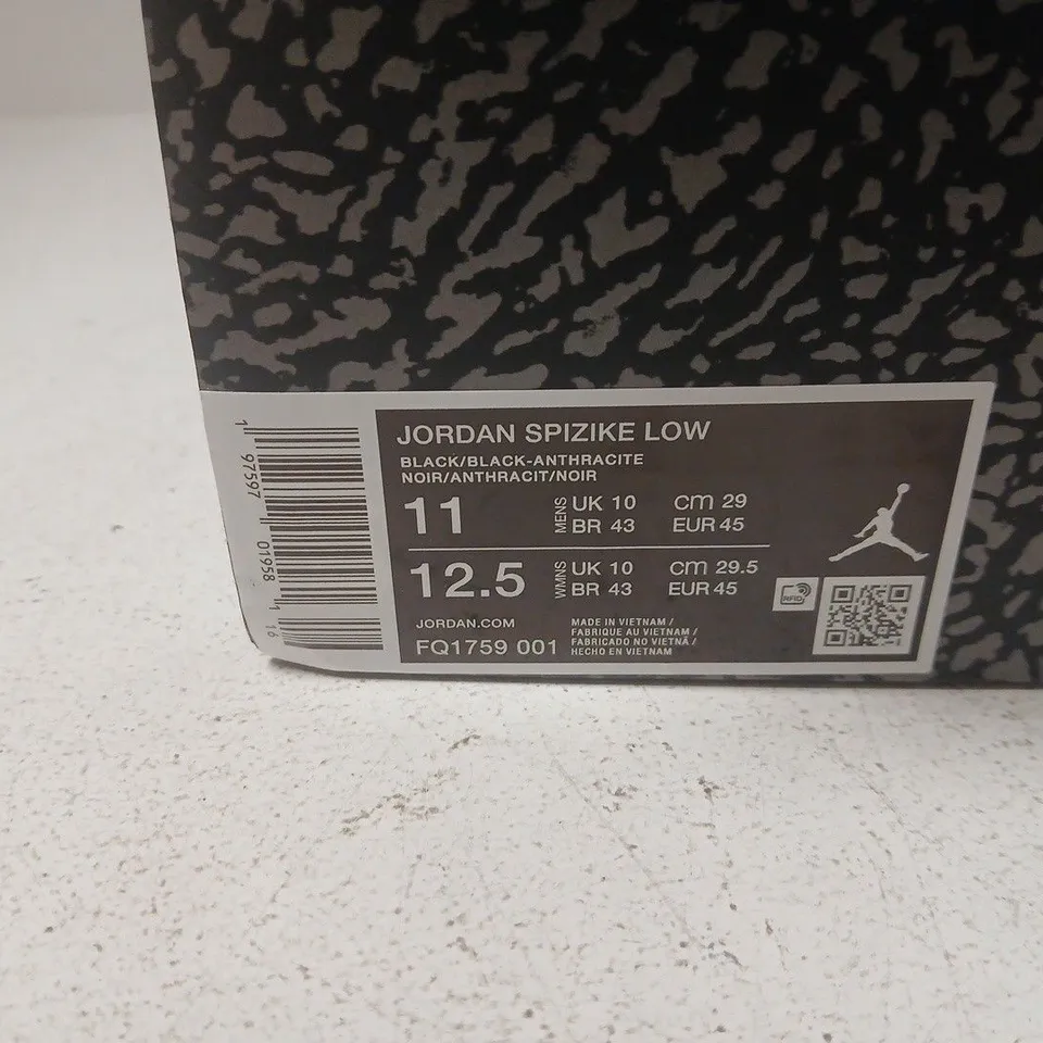 JORDAN SPIZIKE LOW SNEAKERS – BLACK/ANTHRACITE, UK 10 (US 11)